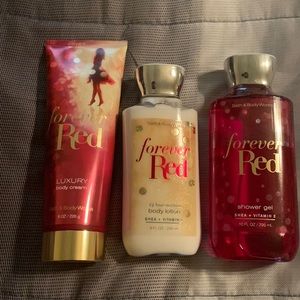 Forever red luxury body cream, body lotion and shower gel